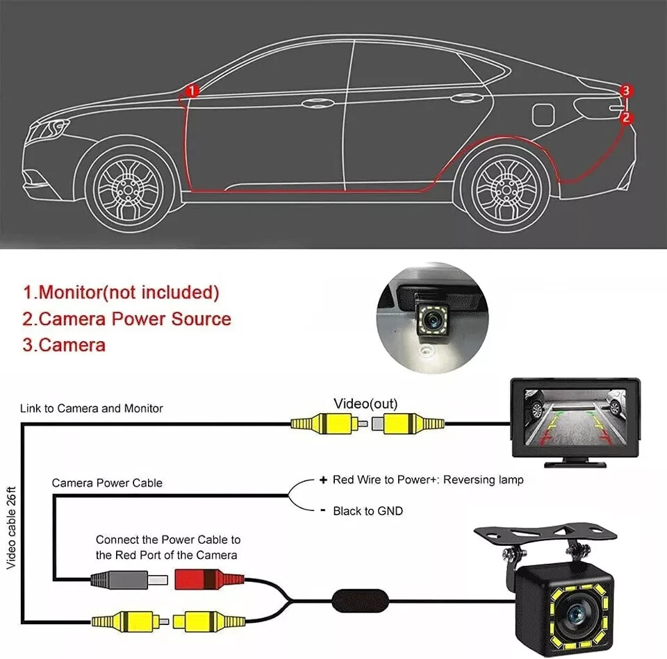 Camara Trasera HD De Reversa Para Auto Carro Coche Universal Con Vision Nocturna