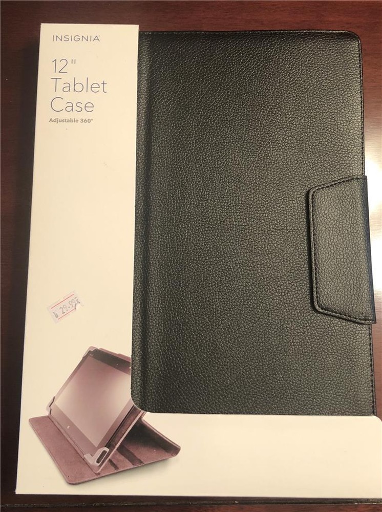 NEW NSIGNIA BLACK 12" Folding Tablet Case Adjustble 360 deg. secure protection