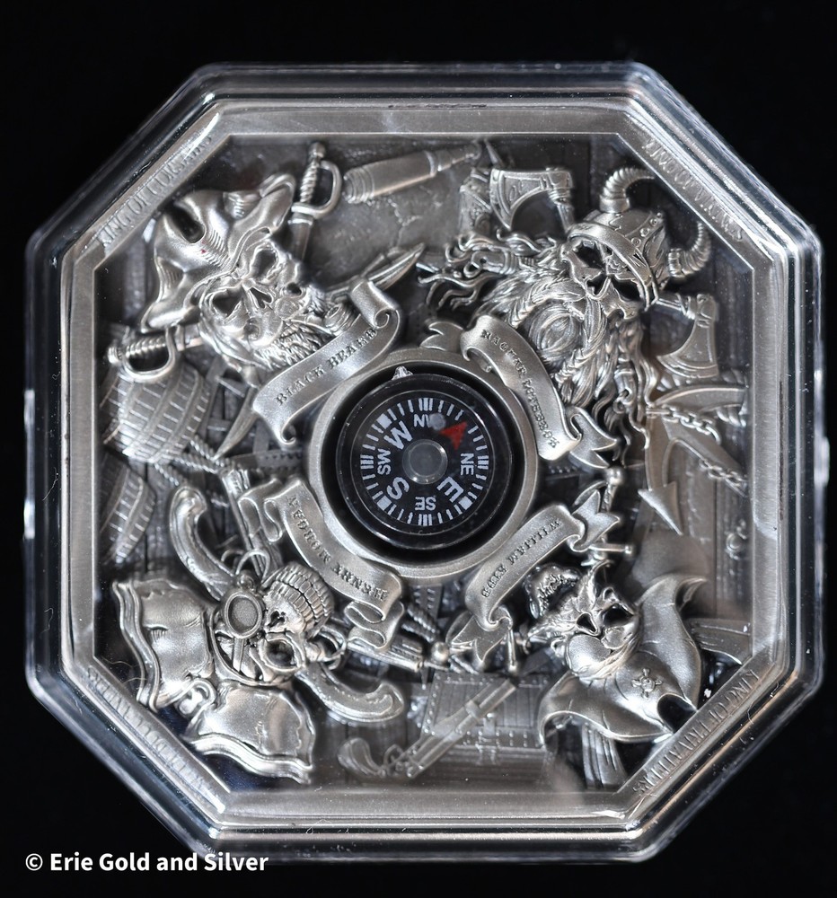 South Korea Pirate Kings 2 oz Silver Stackable w/ Compass Insert
