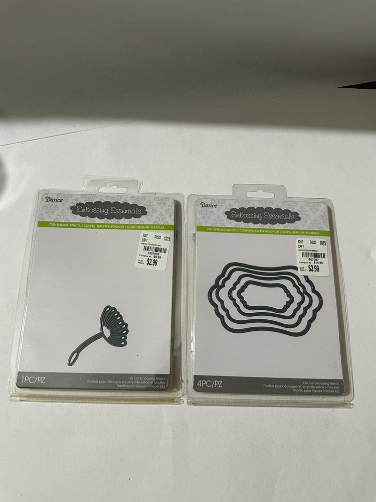 Darice Embossing Essentials Die Cut Stencil Dandelion Nesting Curved Rectangles