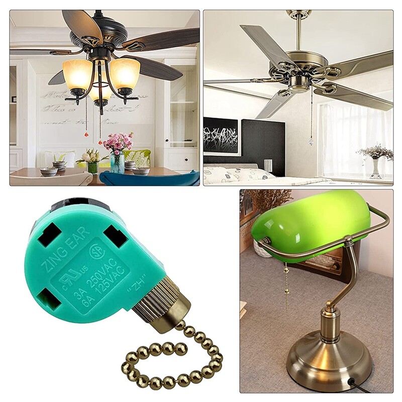 3 Pack Ceiling Fan Switch 3 Speed 4 Wire ZE-268S6 Fan Pull Chain Switch8457