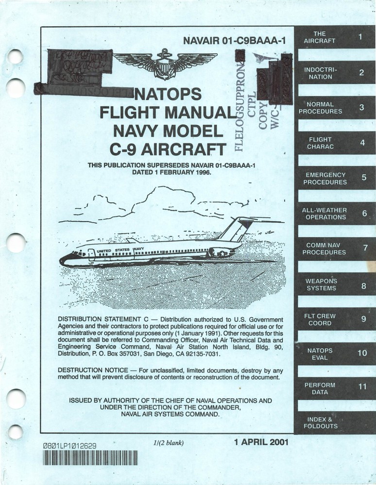 C-9B Skytrain II NATOPSS 2001 Flight Manual Pilot's Handbook - CD