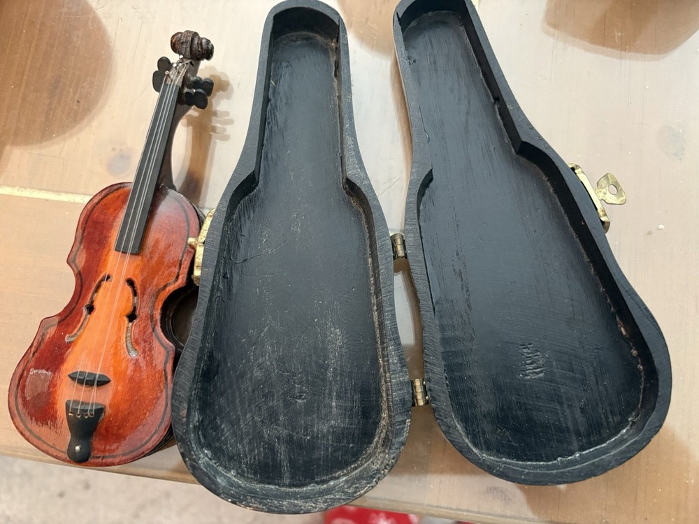 Miniature Violin With Case No Bow