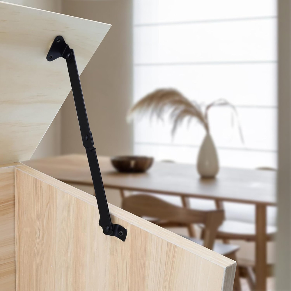 2 Pcs Black Lid Support Hinges, Rotatable Folding Lid Support Hinge for Window,