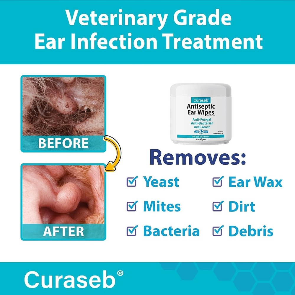 Deodorizing Ear Wipes for Cats & Dogs - 100 ct