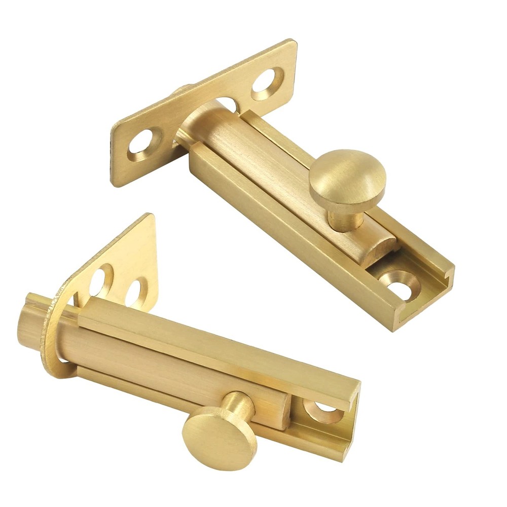 2 Inch Solid Brass Surface Bolt, Brass Slide Bolt Latch, Cabinet Surface Bolt...
