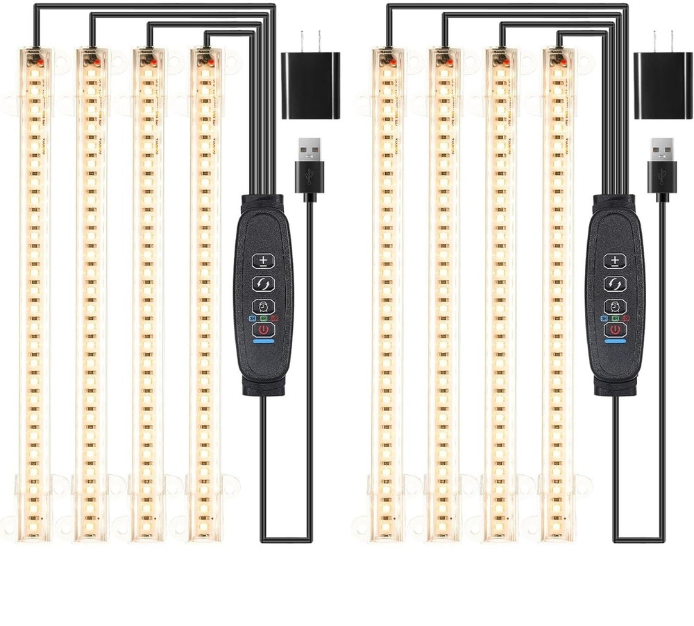 8.6" LED Grow Light Strips, Full Spectrum 3000K, Timer & Dimmable for Indoor Pla