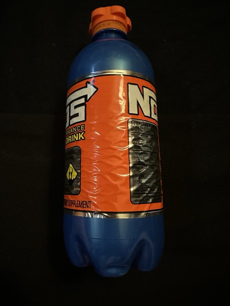 Original NOS High Performance Energy Drink 22oz Plastic Bottle Empty Orange Blue