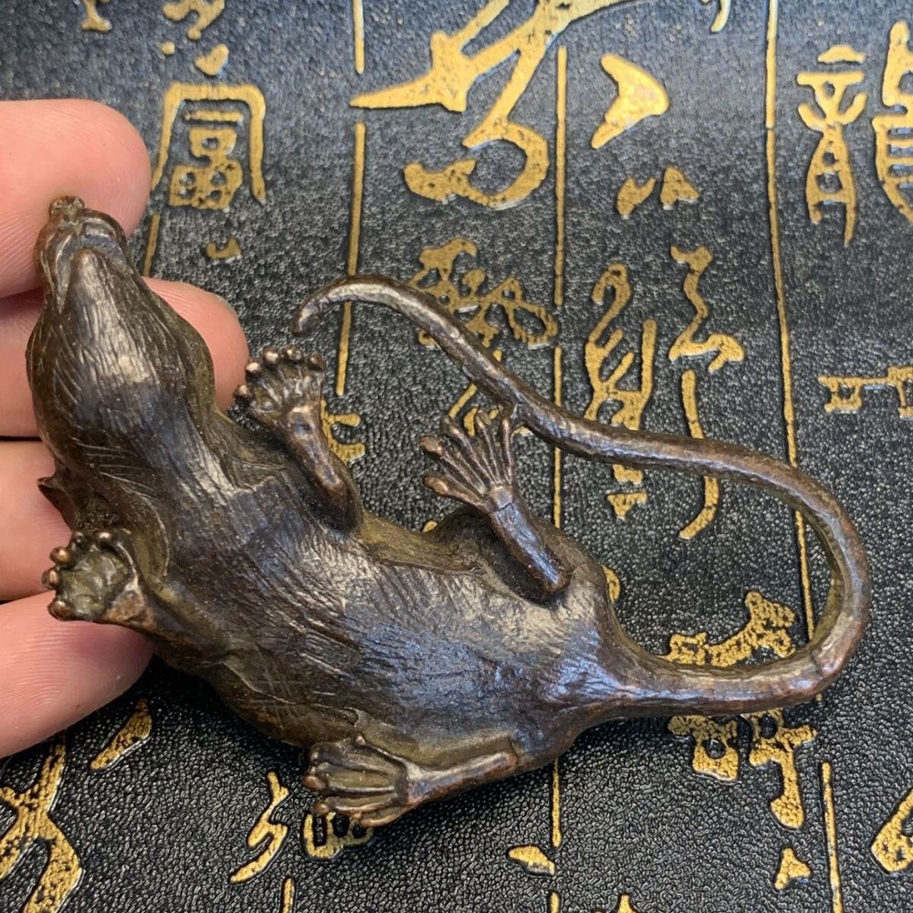 collectable bronze handmade mouse Figure statue netsuke table decoration