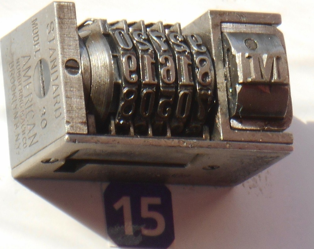 STANDARD American Reverse Letterpress Numbering Machine | 15