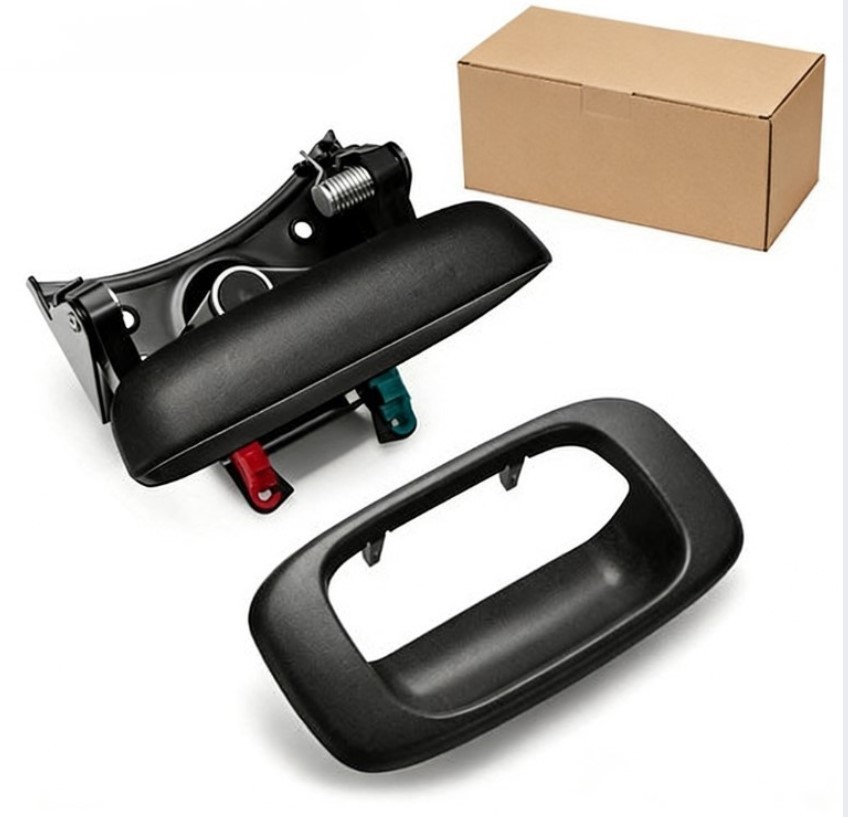 Tailgate Handle & Bezel Set Smooth Black for 99-06 Chevy GMC Silverado Sierra