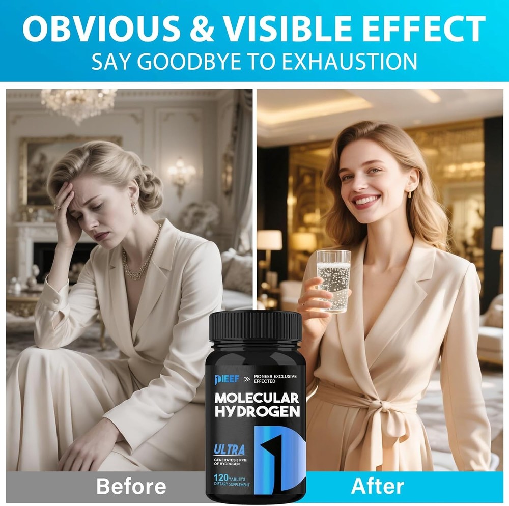 Hydrogen Water Tablets, 120 Tablets Fast-Dissolving H2 Molecular Hydrogen