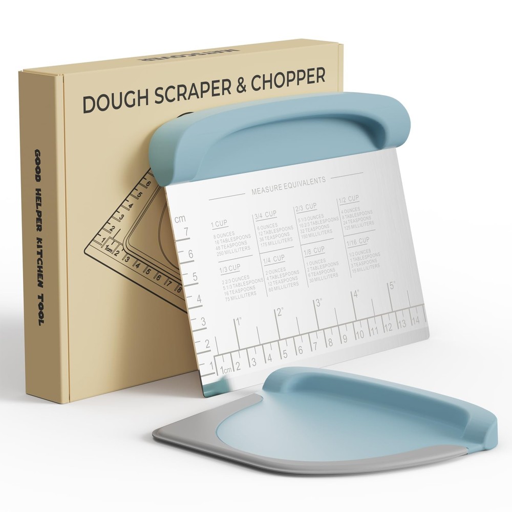 Bench Scraper Dough Cutter Tool - Bowl Pastry Scraper for Bread Cake Pizza, B...