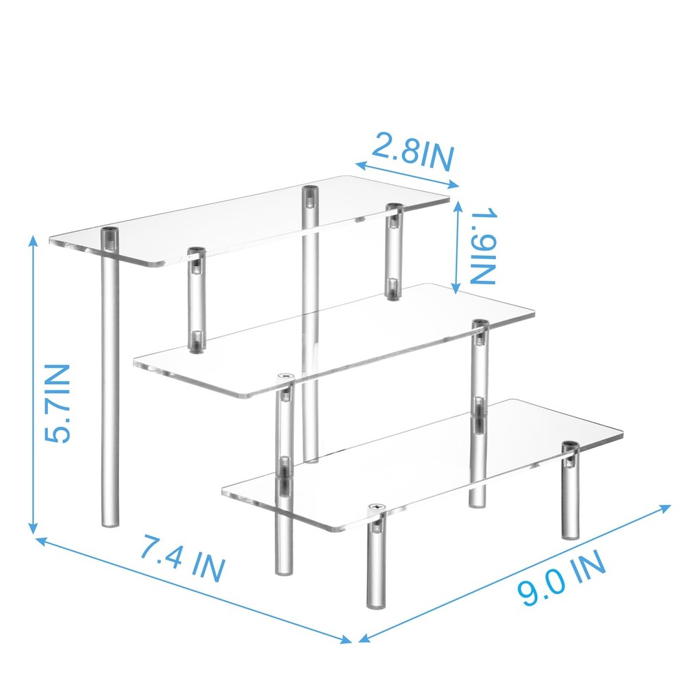 HENABLE 2PCS Acrylic Display Risers, 3 Tier Clear Cupcake Stand