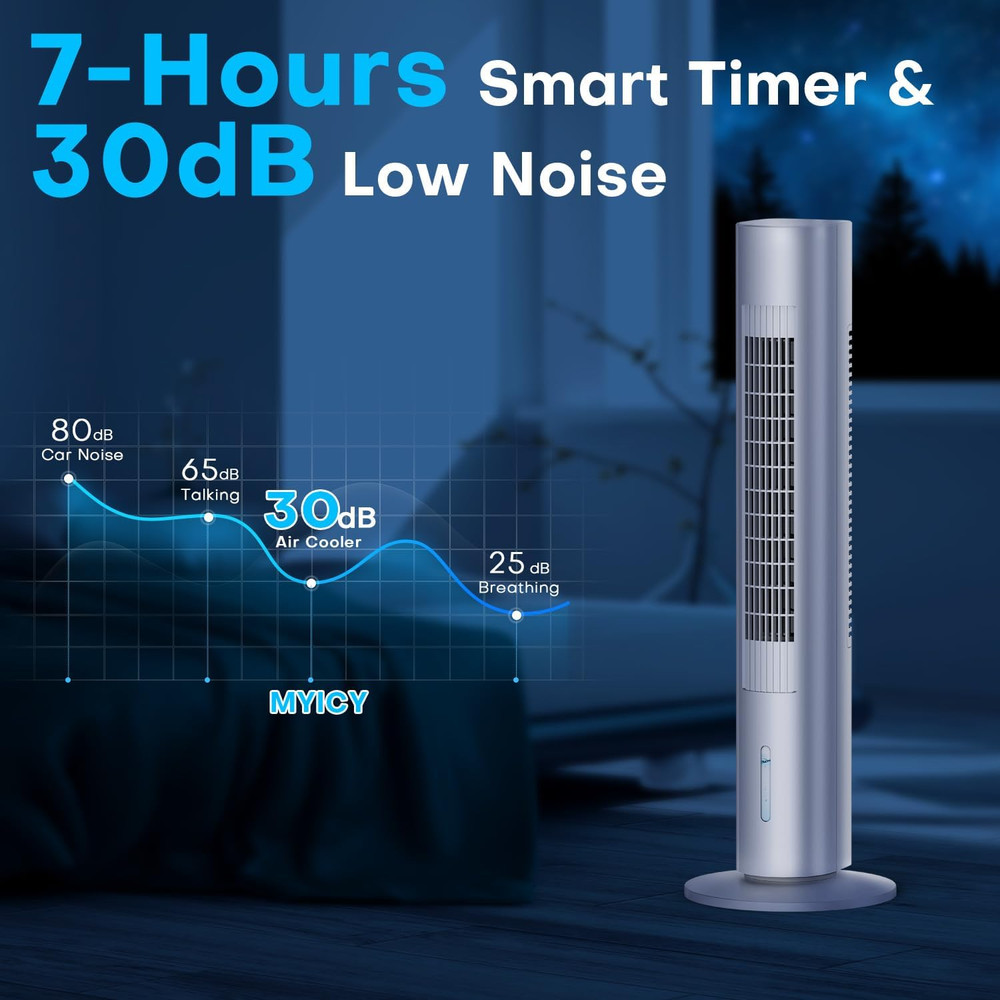 Portable Evaporative Air Cooler with Remote, 3 Speeds & 90° Oscillation