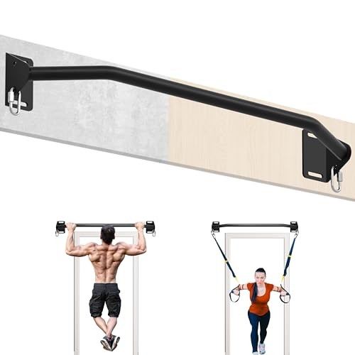 Pull Up Bar Wall Mounted-Heavy Duty Joist Mounted Pull Up Bar-Premium Black