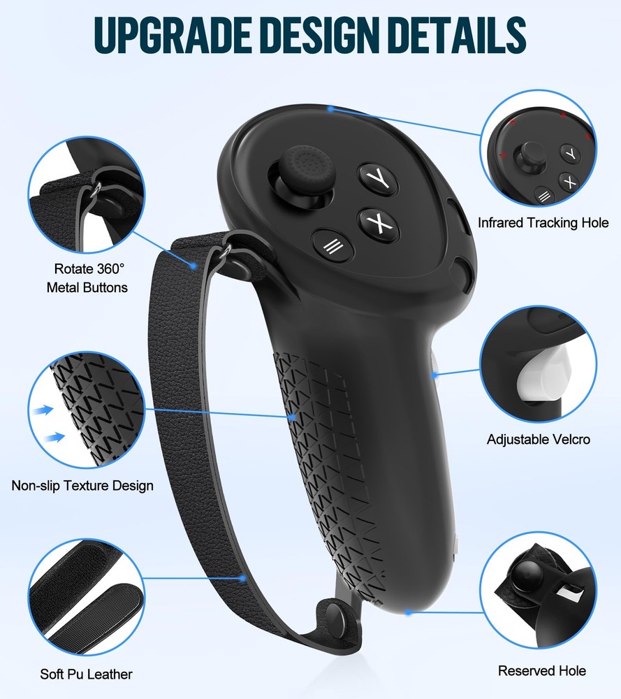 Silicone VR Accessories Set for Oculus/Meta Quest 3 Includes Protective Covers