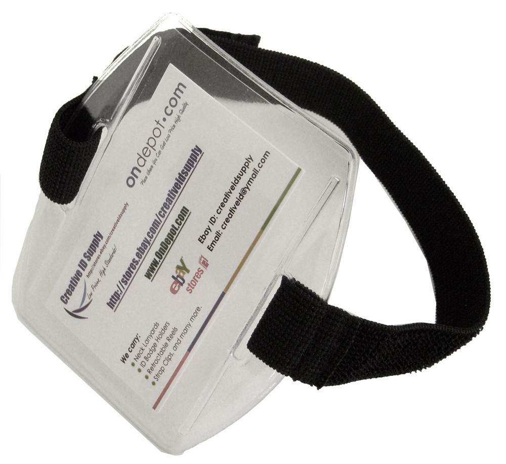 Vertical Arm Band ID Badge Holder Black or White Strap