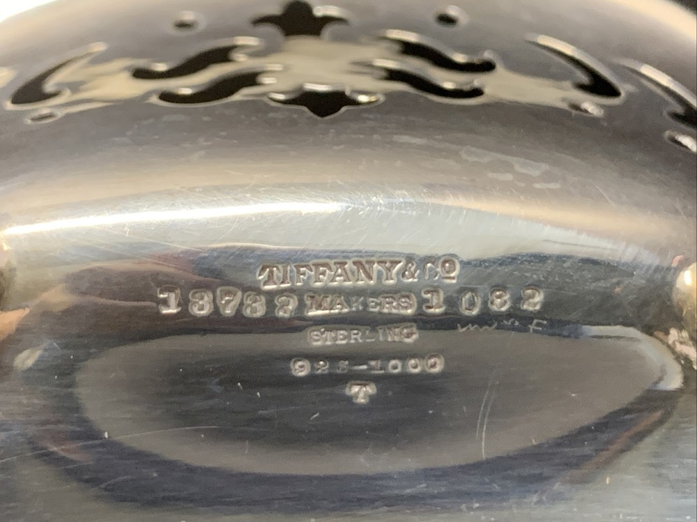 VTG Tiffany & Co Solid 1000 Sterling Silver Ornate Design Candy Dish