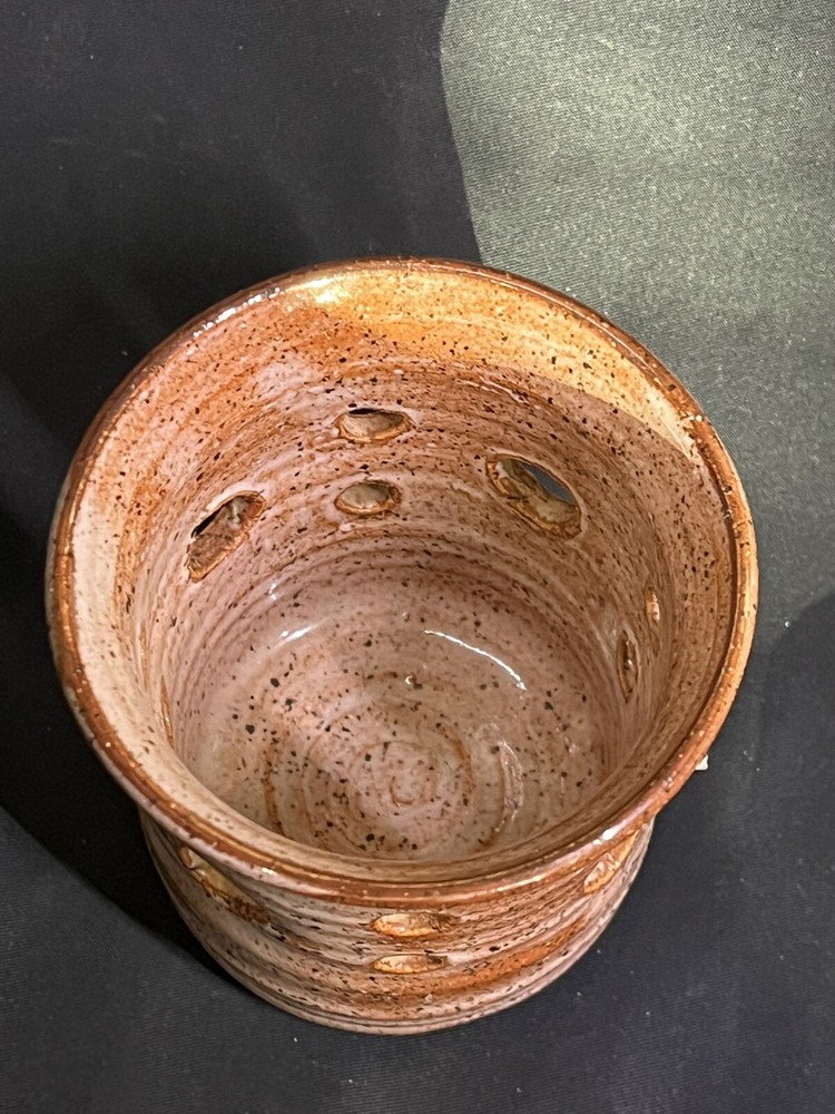 STONEWARE POTTARY VOTIVE STUDIO SIGNED 3.5”