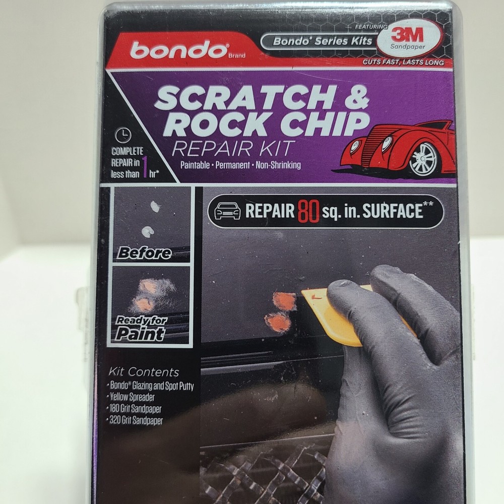 3M Bondo Scratch & Rock Chip Repair Kit. Paintable • Permanent • Non-Shrinking.
