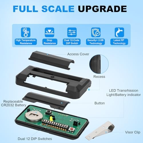 811LM Replace 811LMX/811LMX MC Gate Remote for Liftmaster, 12 Dip Switch 2pack