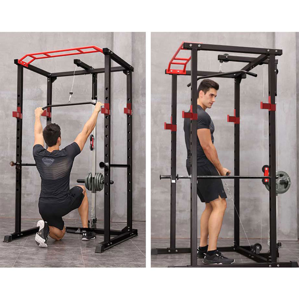 1000Lbs Capacity Multi-Functional Power Rack w Adjustable Pullup Squat Rack