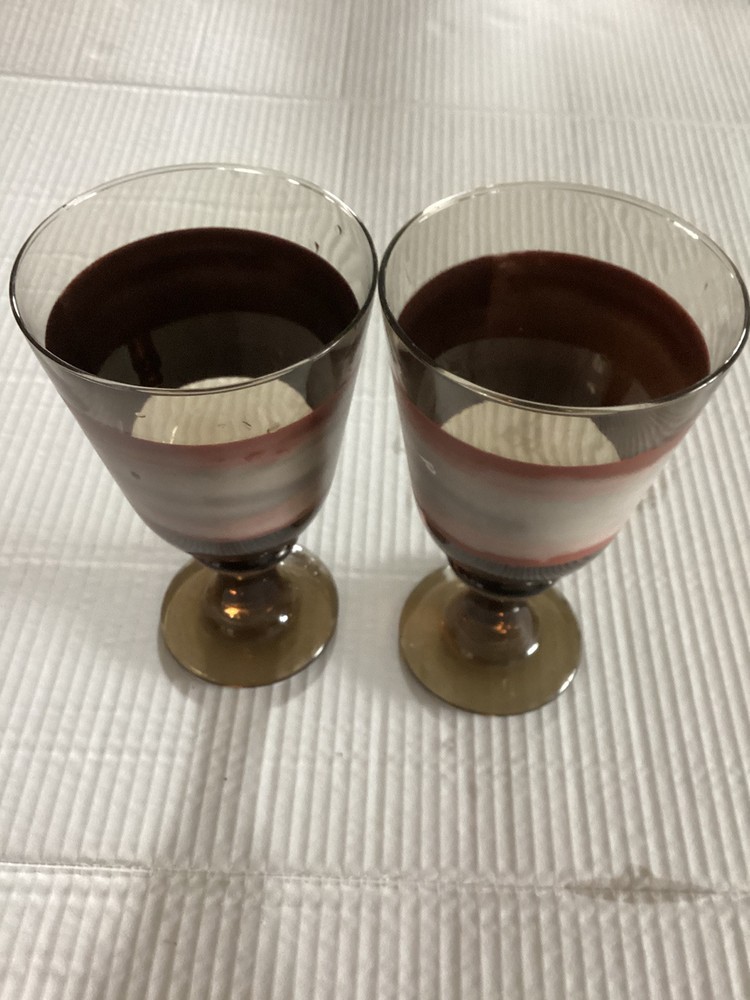 2 Libby sango Nova Brown Stem Wine Or Water Goblets
