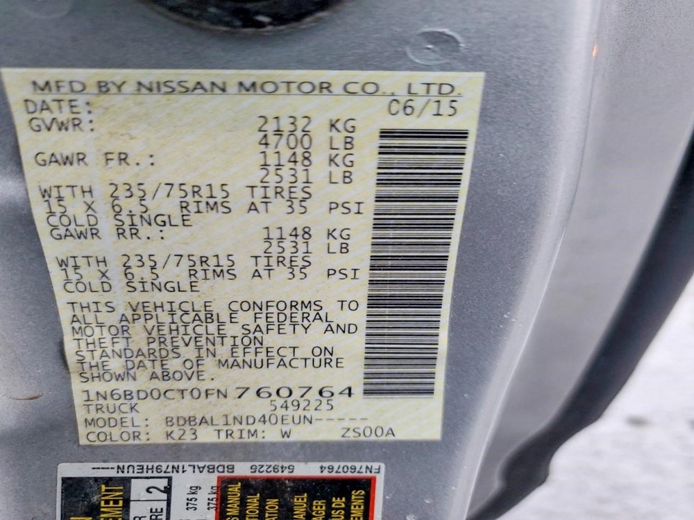 FRONTIER 2015 Transmission Shift 2103000