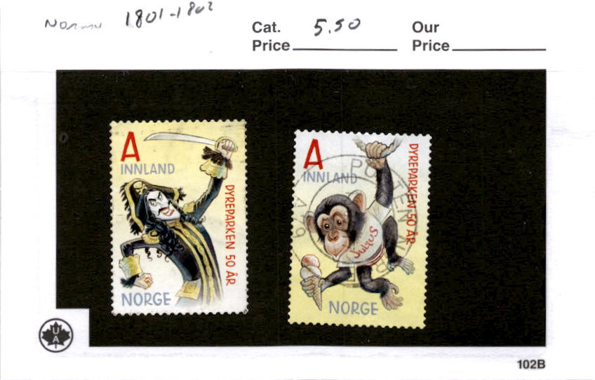 Norway, Postage Stamp, #1801-1802 Used, 2016 Captain Sabertooth (AC)