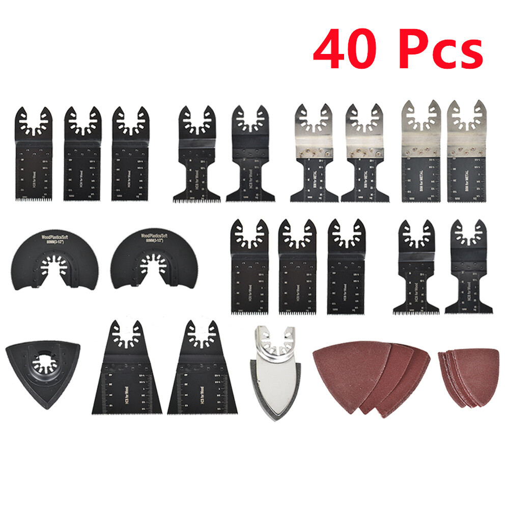 40Pcs Oscillating Tool Accessories Kit Universal Metal Wood Multitool Saw Blades