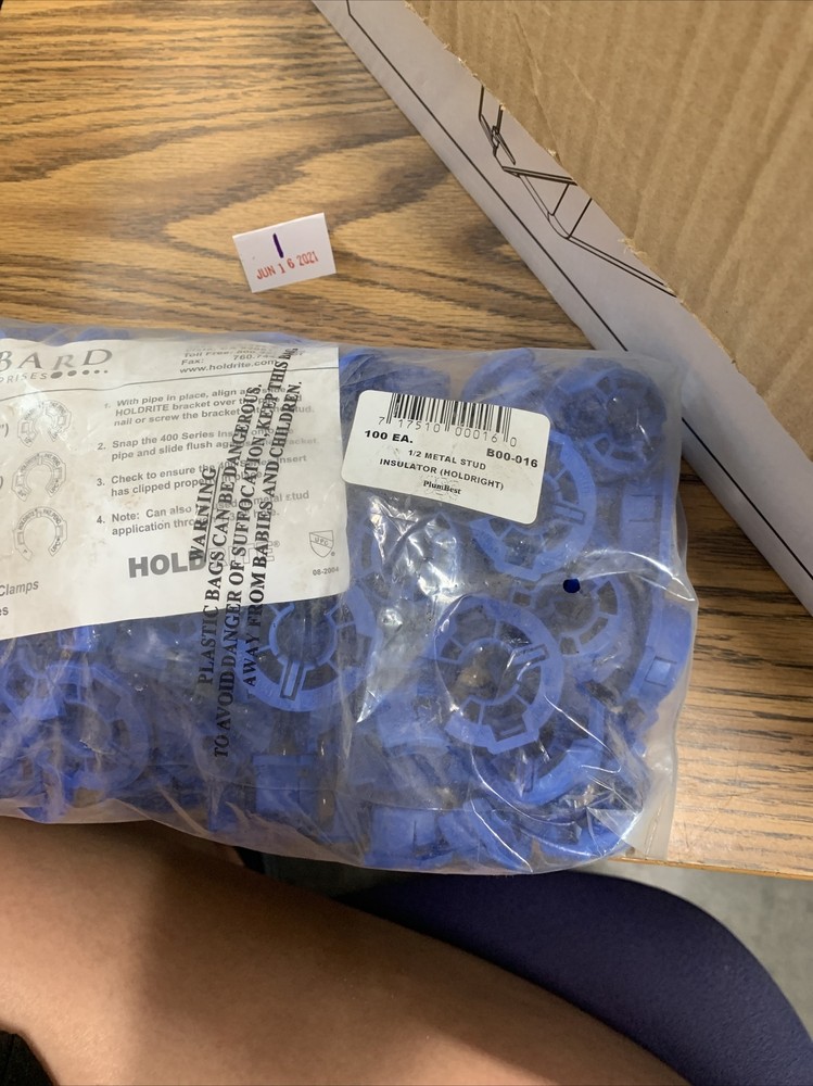 Pack (340), 1/2" Metal Stud Insulator HOLDRITE #404-R