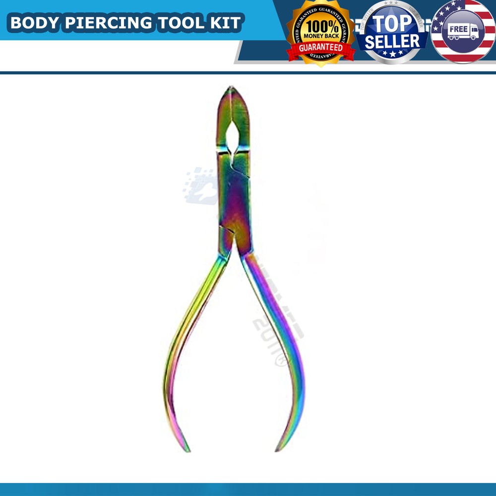 MULTI RAINBOW 7 Body Piercing Instruments Kit Tools Penington Forceps NOSE EAR
