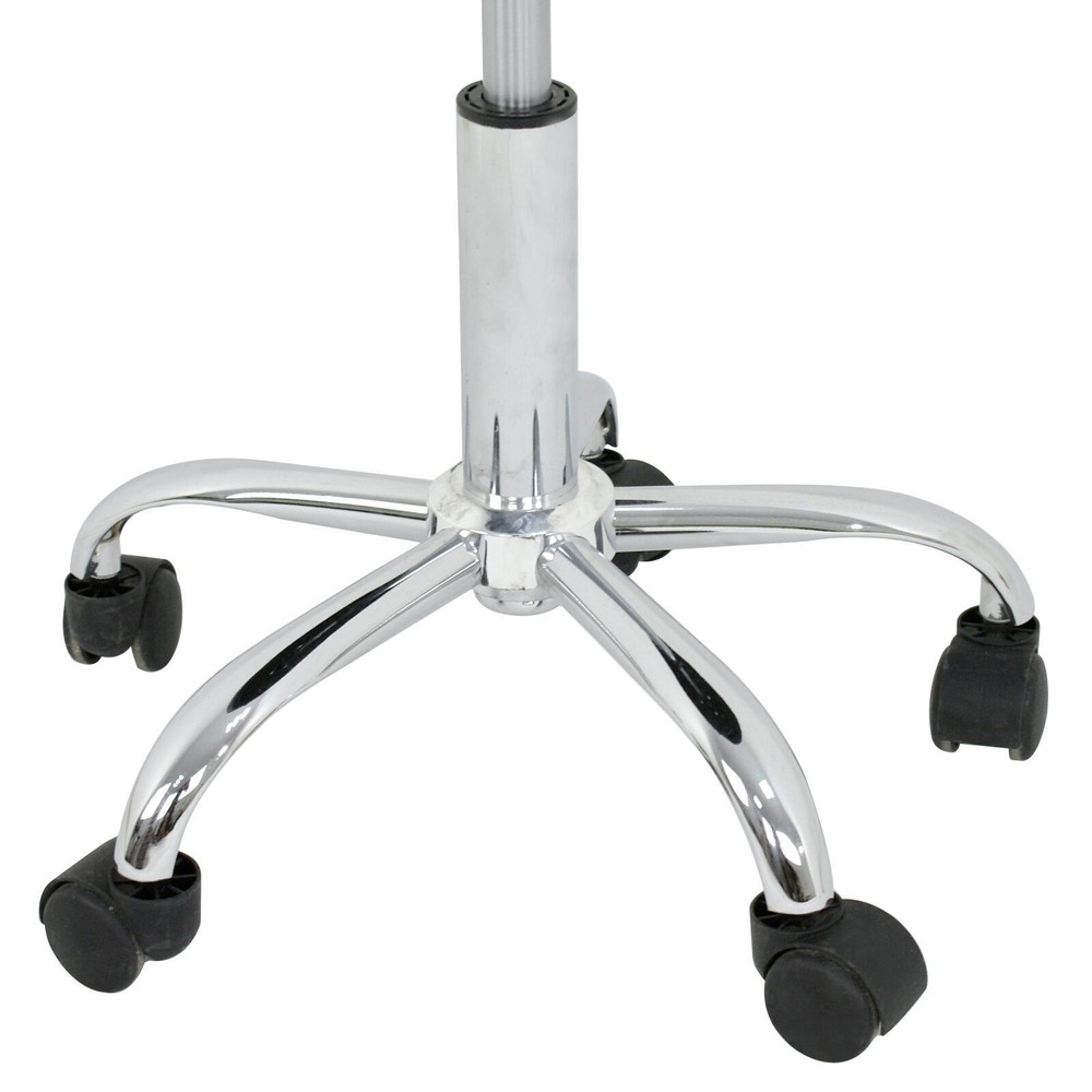 2PCS Adjustable Hydraulic Rolling Stool PU Leather Salon Chair with Back Black