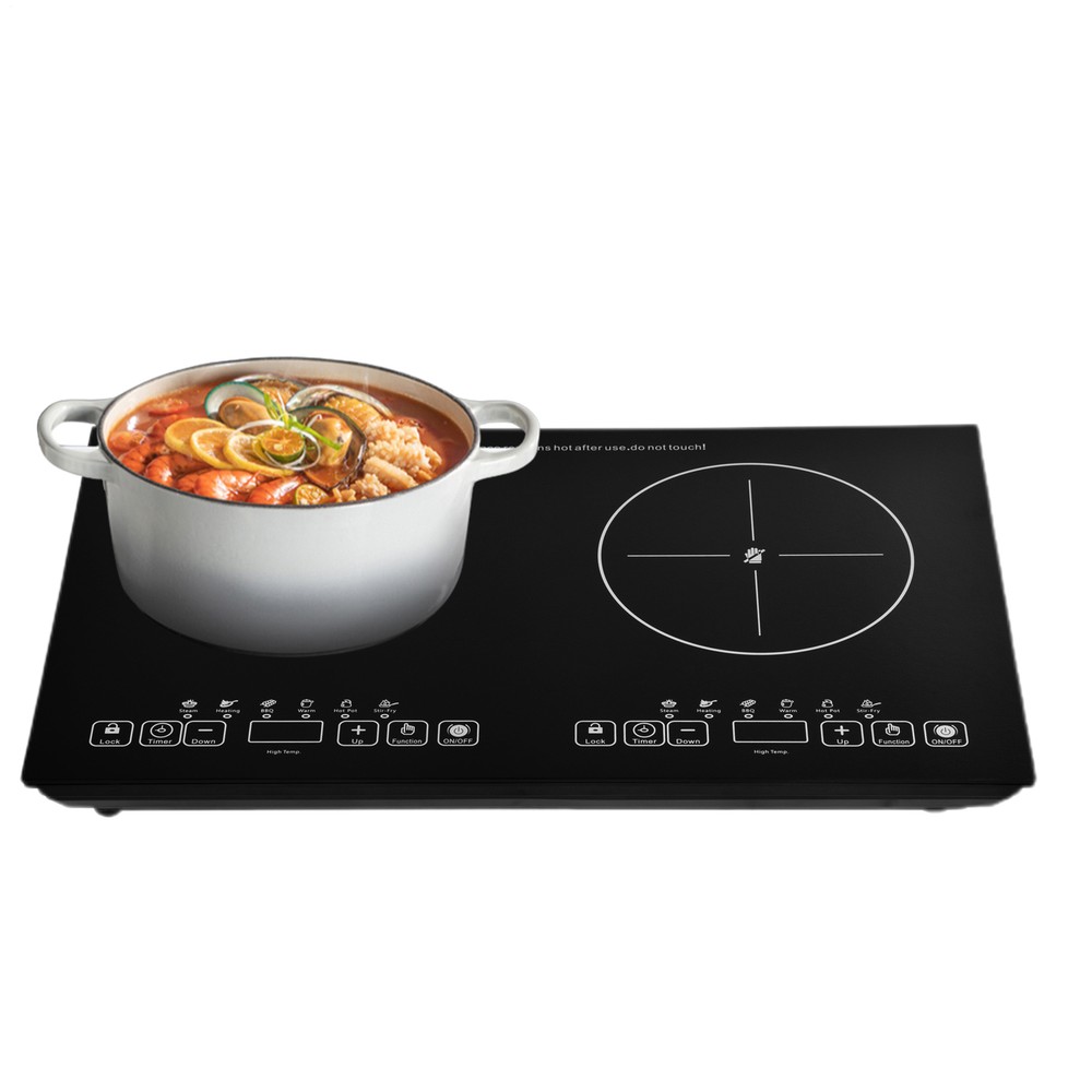 Induction Cooker 2 Burner Cooktop 2000W+2000W Touch Control Electric Cooktop--