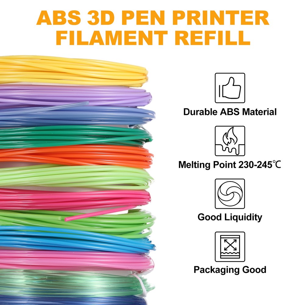 1.75mm ABS 3D Pen Printer Filament Refill, 2 pcs Total 65.6Ft, Grey