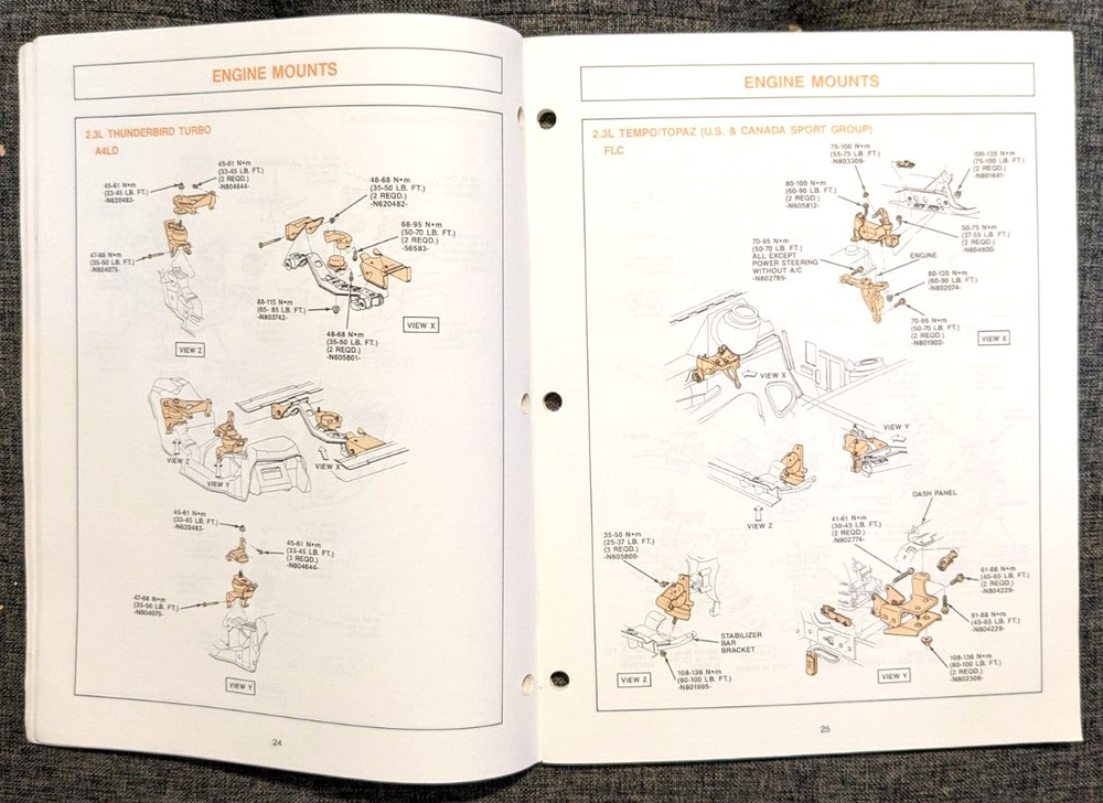 1987 FORD ENGINE, EMISSION AND RELATED SYSTEMS CAR MANUAL