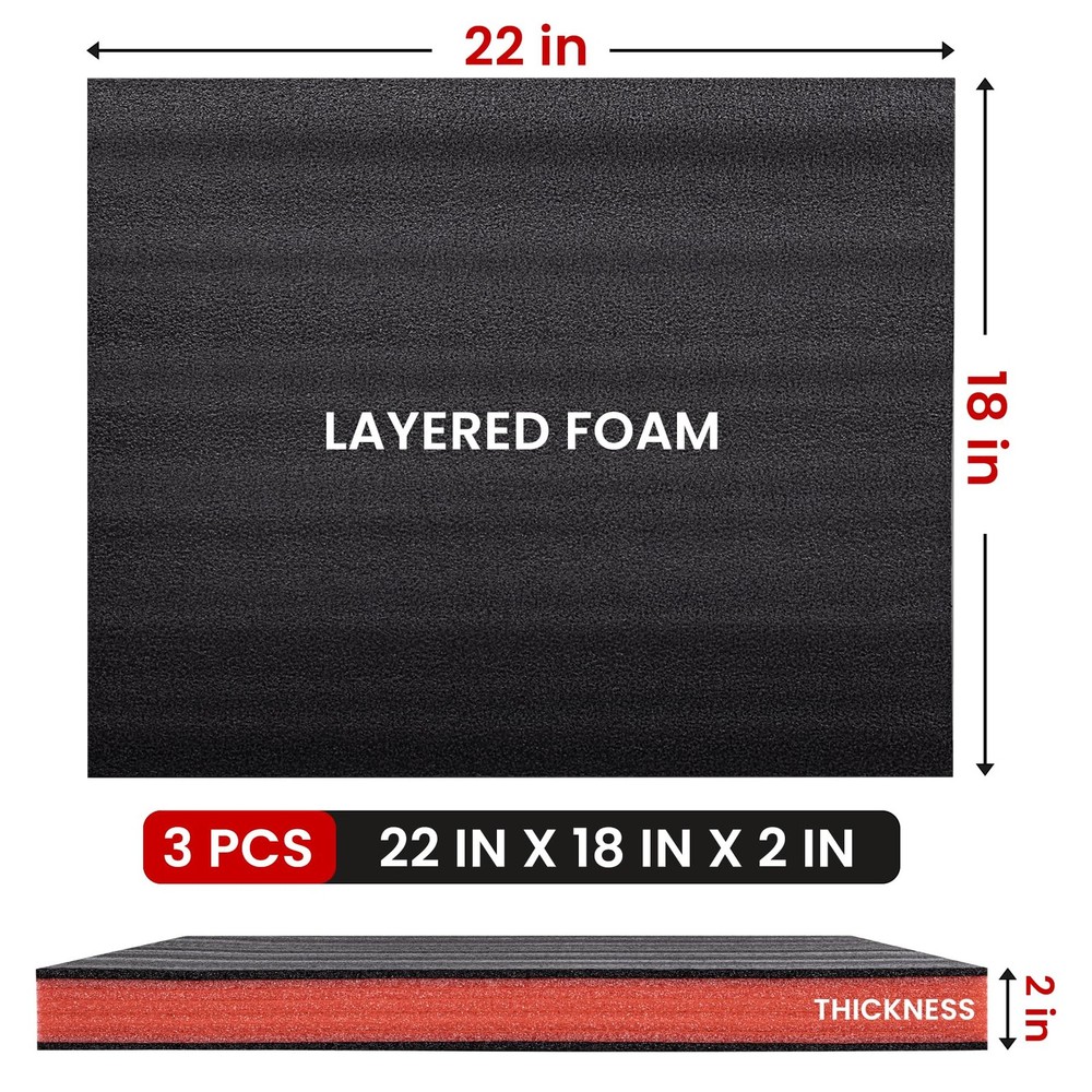 Tool Box Foam, 3Pack 22x18x2 inch, Foam Inserts for Cases,Cuttable Polyethyle...