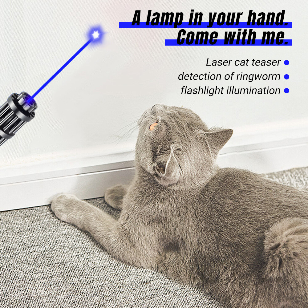 5W High Power Adjustable Blue Burning Laser Pointer Visible Dot Torch Light