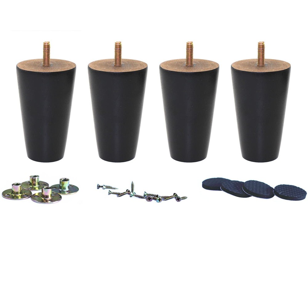 Black Round Solid Wood Replacement Sofa Couch Chair Ottoman Loveseat Coffee T...