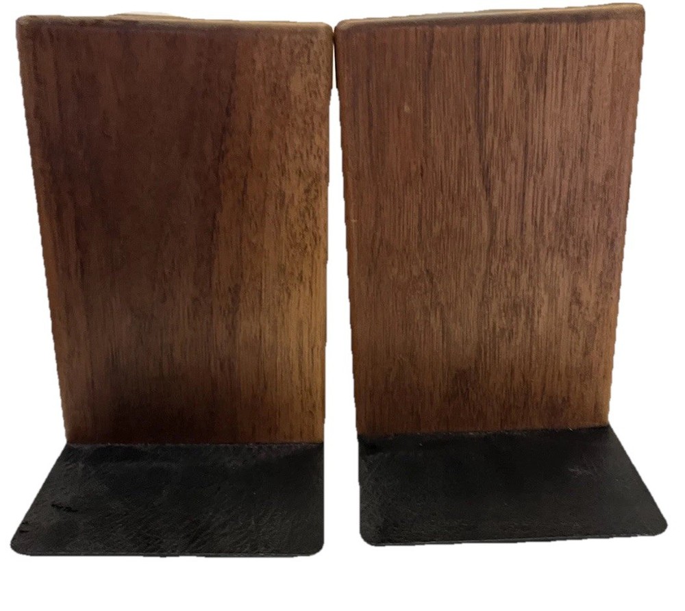 Gordon Jane Martz For Marshall Studios Ceramic Tile Walnut Bookends MCM 1960s