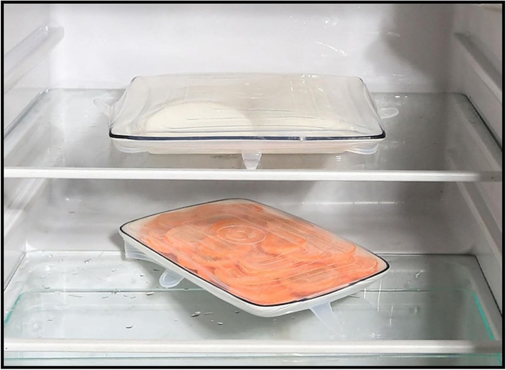 6 Packs Rectangular Silicone Stretch Lids Set of 6 Sizes Reusable Sturdy