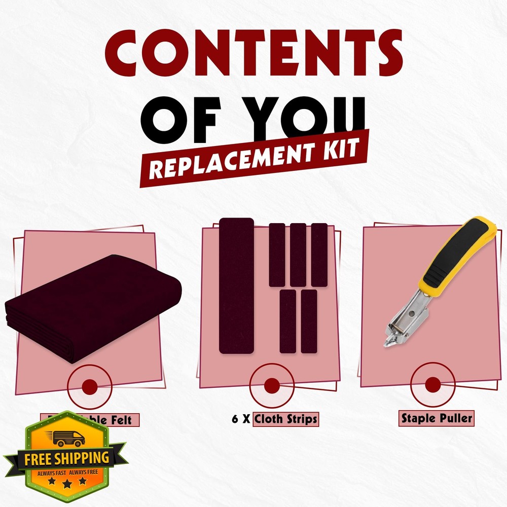 Pool Table Felt Cloth Billiard Replacement Kit Strips