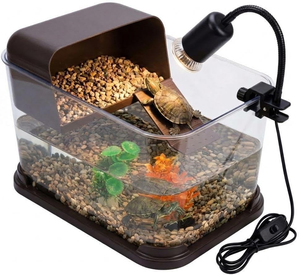 Tank + Light + Filter + Basking Platform Turtle Tank Kit, Turtle Tank Starter