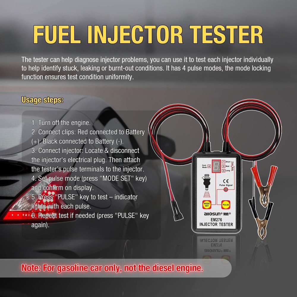 EM276SET Fuel Injector Tester & Adapter DIY +