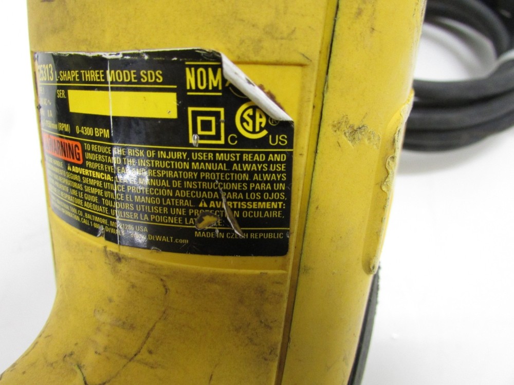 DEWALT TOOLS L-SHAPE THREE MODE SDS HAMMER DRILL, D25313, w/ BITS & CASE