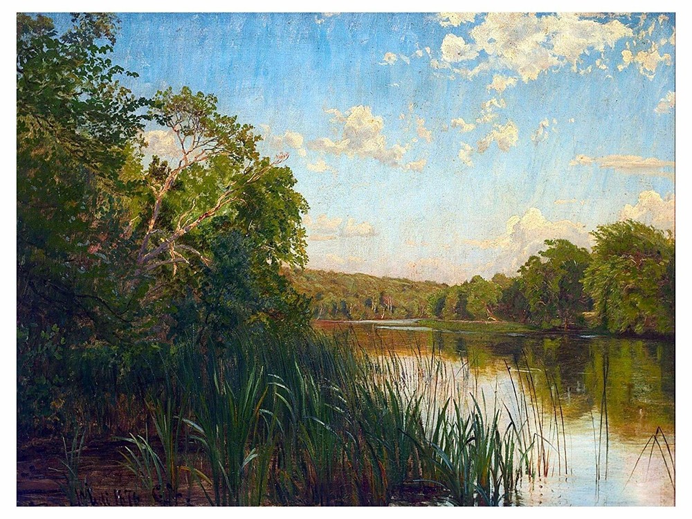 Landscape River Reed Water C. Zacho Accent Tile Mural Kitchen Backsplash Ceramic