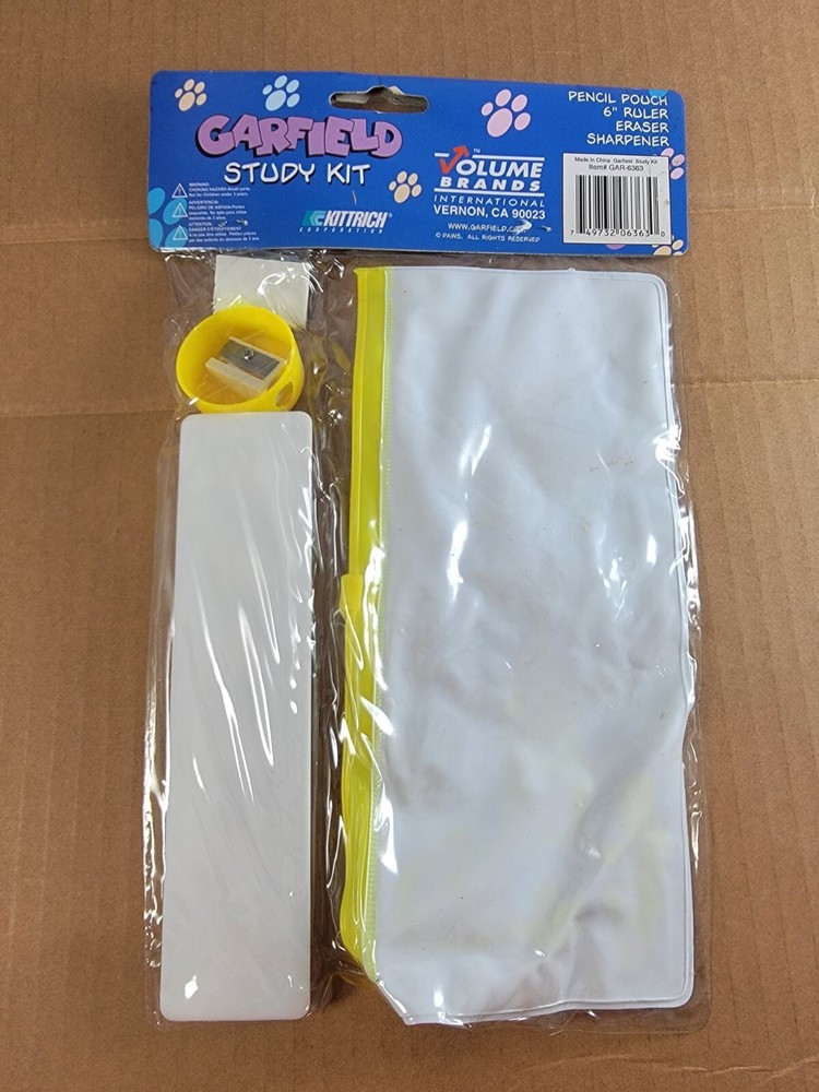 Garfield The Cat Kids Study Kit Pencil Pouch Ruler Eraser Sharpener