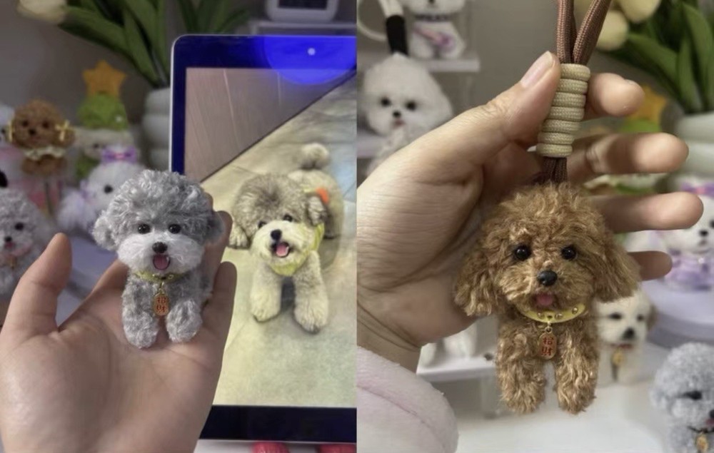 Custom Needle Felted Pet Portrait Keychain 🐾