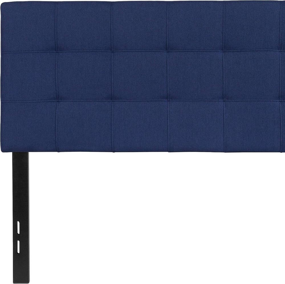 Quilted Tufted Upholstered Full Size Headboard in Navy Fabric